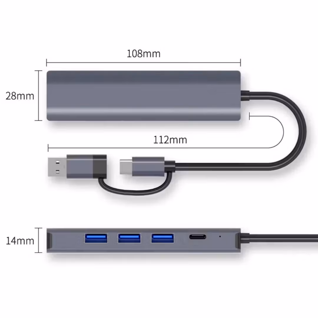 2-i-1 USB 3.0 Typ-C Gigabit trådbunden nätverksadapter Typ USB C till 1000 Mps RJ45 USB 3.0 HUB Typ-C HUB Dockningsstation 5-i-1 För Macbook PC mobiltelefon
