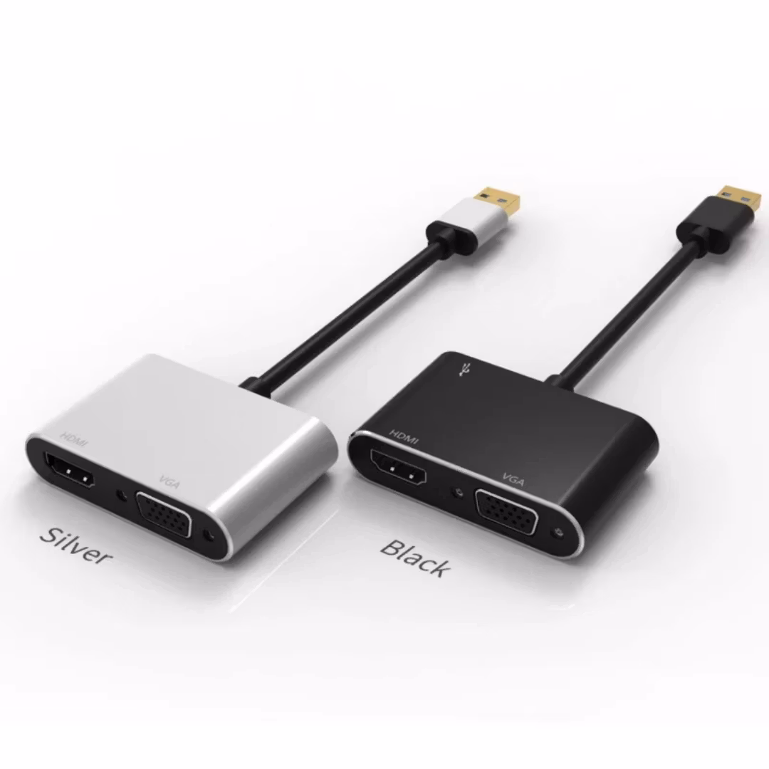 4k USB 3.0 till VGA HDTV-adapterkonverterare med stöd för HDTV VGA-synkroniseringsutgång, kompatibel med Windows 7/8/10