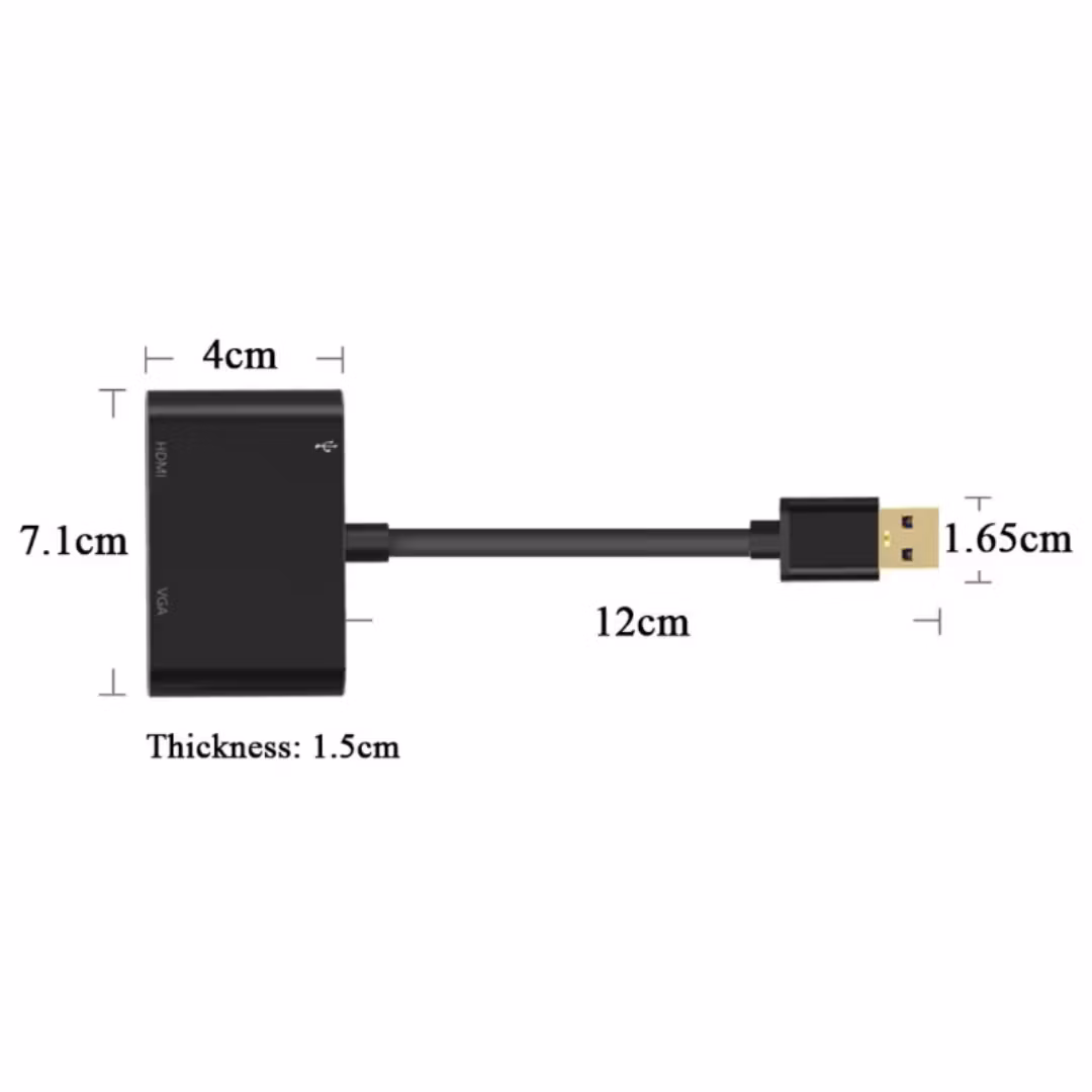 4k USB 3.0 till VGA HDTV-adapterkonverterare med stöd för HDTV VGA-synkroniseringsutgång, kompatibel med Windows 7/8/10