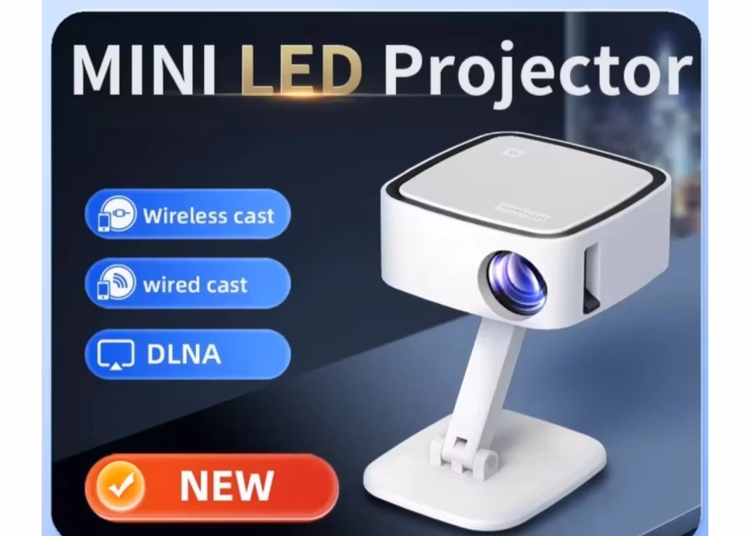 1080P Projektor 2,4G & 5G wifi  Android 13 Mini Bärbar Projektor LCD Hemmabio Projektor Roterbar Projektor