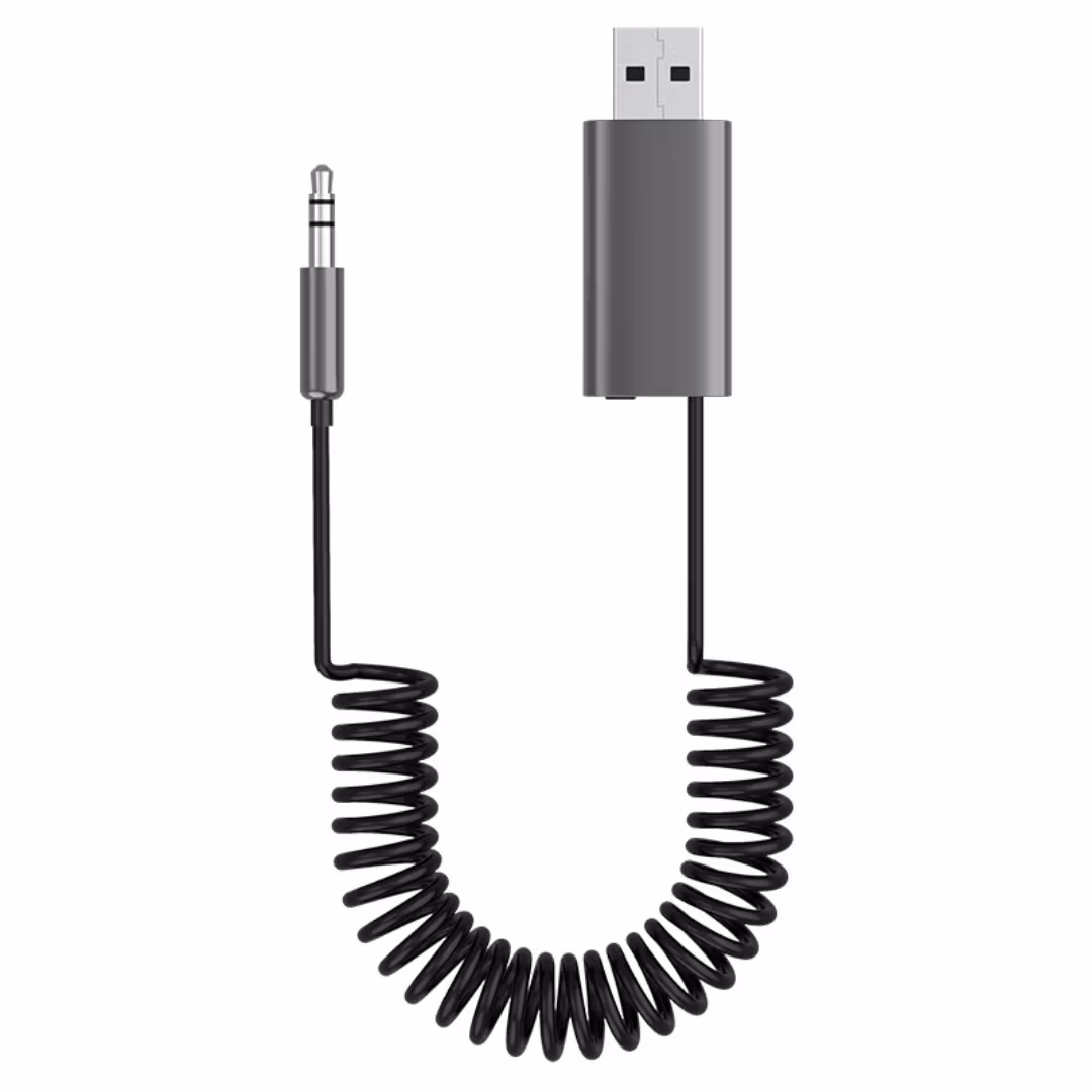 1,2 m lång 3,5 mm-uttag trådlös Bluetooth 5.1-ljud AUX-mottagare adapter handsfree för bilhögtalare med TF-kortplats