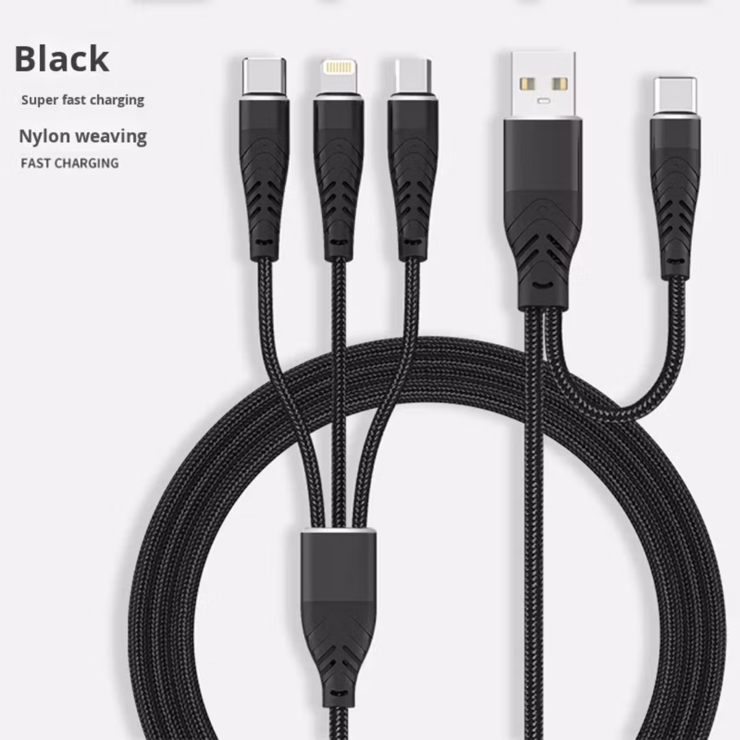 120W 5-i-1 flätad typ-c Android-telefon USB-laddningskabel 6A supersnabb laddningsdatakabel flashladdningslinje 5-i-1-kabel