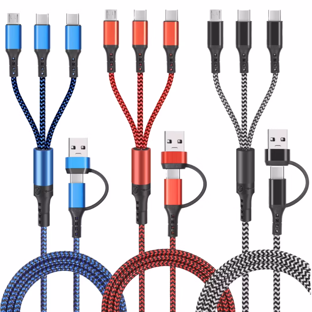 120W 5-i-1 flätad typ-c Android-telefon USB-laddningskabel 6A supersnabb laddningsdatakabel flashladdningslinje 5-i-1-kabel