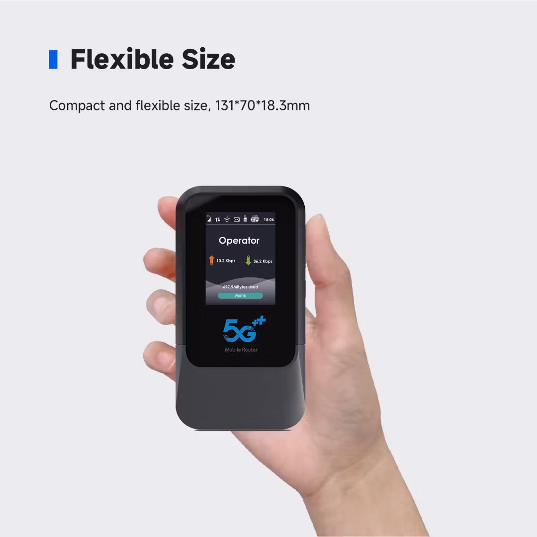 Hotspot 5G NR Bärbar Router Typ-C USB 3.0 Nano-SIM-kortplats 11AX 900Mbps APN-hantering för camping Sub-6 WEP QoS