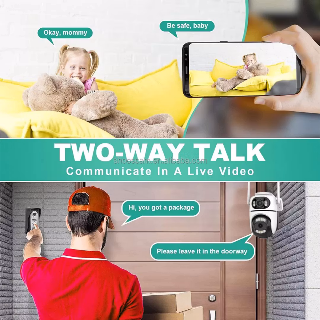 Dual kamera Pan Ilt zoom 4K wifi bevakningskamera
