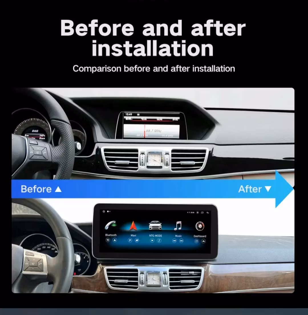 10,25 " android 13, bilstereo Mercedes Benz E- klass ( 2013--2014) NTG 4.5,  gps,bluetooth,carplay,android auto,  rds,dsp,Ram: 8GB, Rom: 128GB, 4G LTE+GRATIS BACKKAMERA,