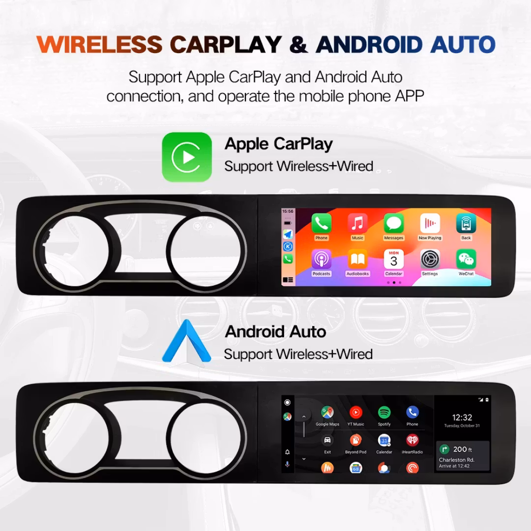 12 3" android13, dubbla skärm bilstereo Mercedes Benz E - klass w213 ( 2016-  2017) NTG 5.0, Gps carplay,android auto, dsp,bluetooth, Ram: 8GB,Rom: 128GB,4G LTE,Gratis backkamerauto