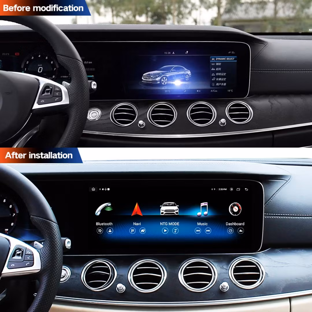 12 3" android13, dubbla skärm bilstereo Mercedes Benz E - klass w213 ( 2016-  2017) NTG 5.0, Gps carplay,android auto, dsp,bluetooth, Ram: 8GB,Rom: 128GB,4G LTE,Gratis backkamerauto