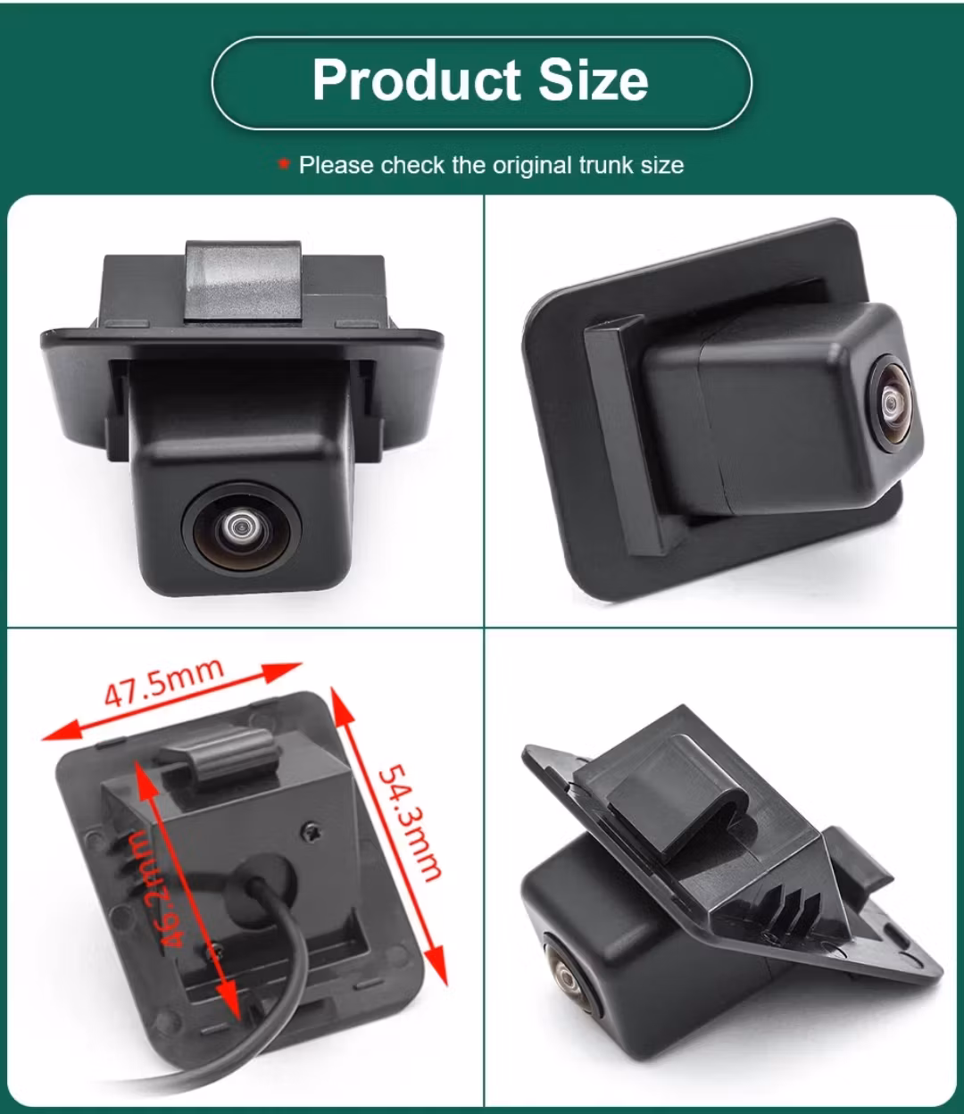 1080P Nattseende Backkamera för registreringsskyltsbelysning för Mercedes Benz W213 W221 S-klass, reserverat hål i bagageutrymmet