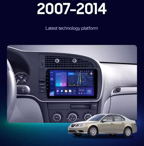 7tum android 14 , bilstereo  SAAB 9-3 (2007----2014) GPS WIFI carplay android auto blåtand rds Dsp RAM: 8GB , ROM:256GB ,4G LTE+GRATIS BACKKAMERA