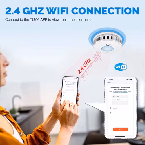 3 års batteritid Wifi-rökdetektor,brandlarm