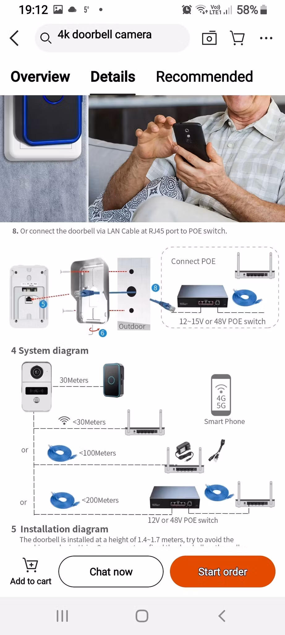 2.4G WiFi 802.11 b/g/n eller trådbundet nätverk