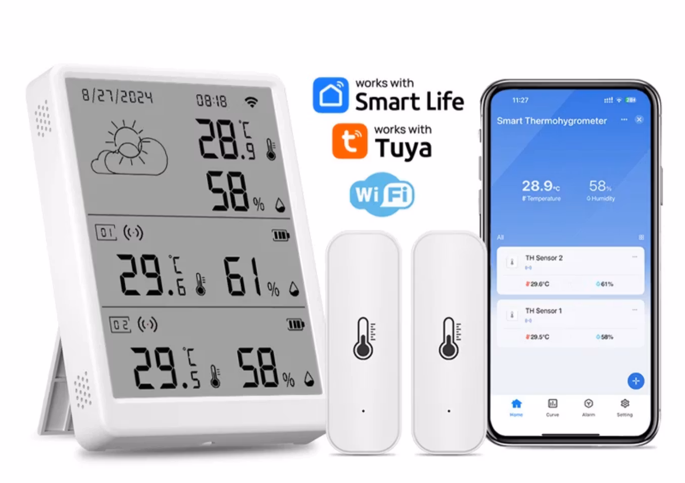 Smart wifi termometer& hygrometer+ 2st sensorer