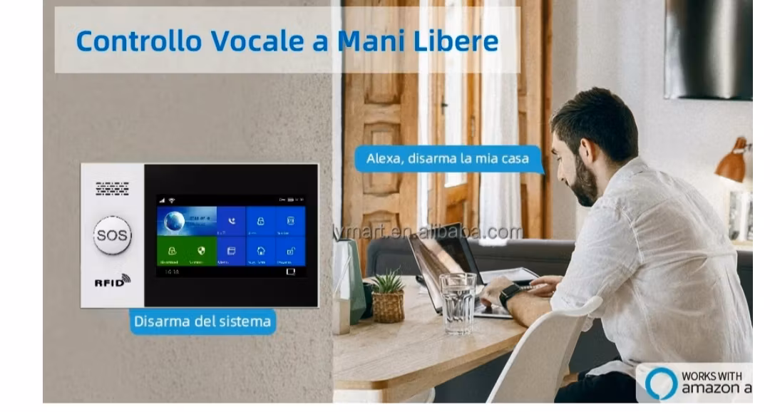 4,3" WiFi-4G LTE hem larmsystem  1st infraröd rörelsesensor ,1st dörr-/fönstersensor, Två fjärrkontroller ,2st RFID-kort ,1st siren ,3st  trådlösa RF433mhz-rökdetektorer