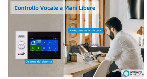 4,3" WiFi-4G LTE hem larmsystem  1st infraröd rörelsesensor ,1st dörr-/fönstersensor, Två fjärrkontroller ,2st RFID-kort ,1st siren ,3st  trådlösa RF433mhz-rökdetektorer