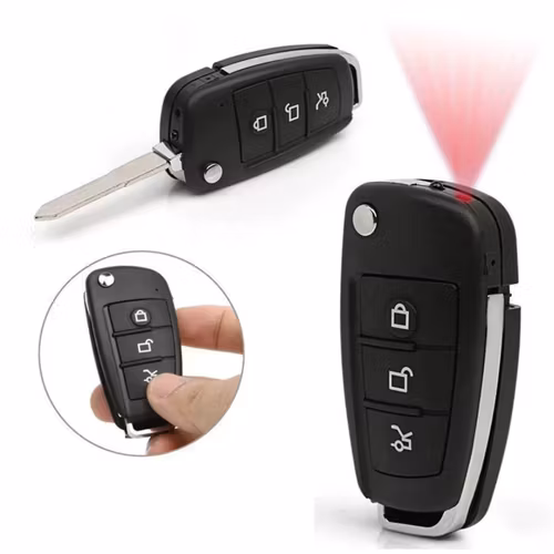 Bilnyckel med dold HD videokamera,rörelsedetektering,mörkerseende