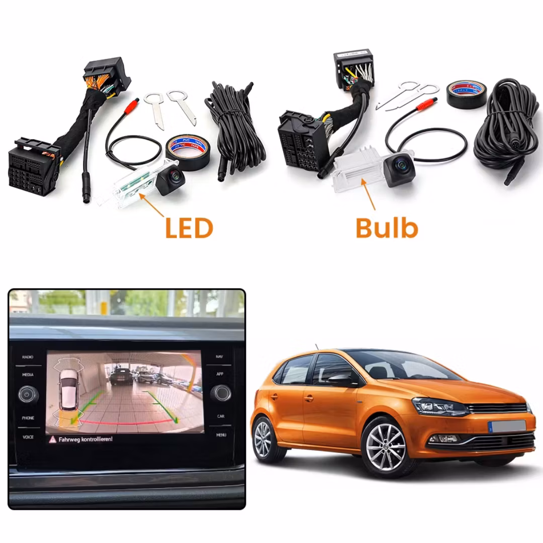 Plug & Play dynamisk backkamera för VW Polo 2018-2024, OEM-parkeringsbackkamera kompatibel med MIB2-enhet