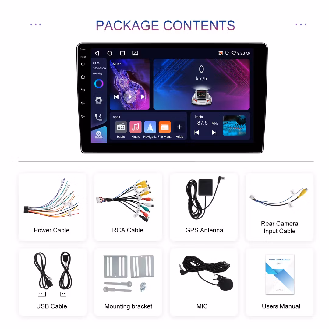 9-tums 360 graders roterbar IPS 4+64G Android 13  2DIN bilstereo bilradio trådlös CarPlay/Android Auto GPS WIFI FM RDS AI DSP BT