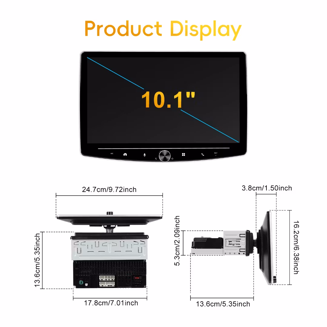 10,1" android 15 universal 1Din bilstereo ,360° roterande skärm. Ram : 6GB,Rom;128GB,Gratis backkamera