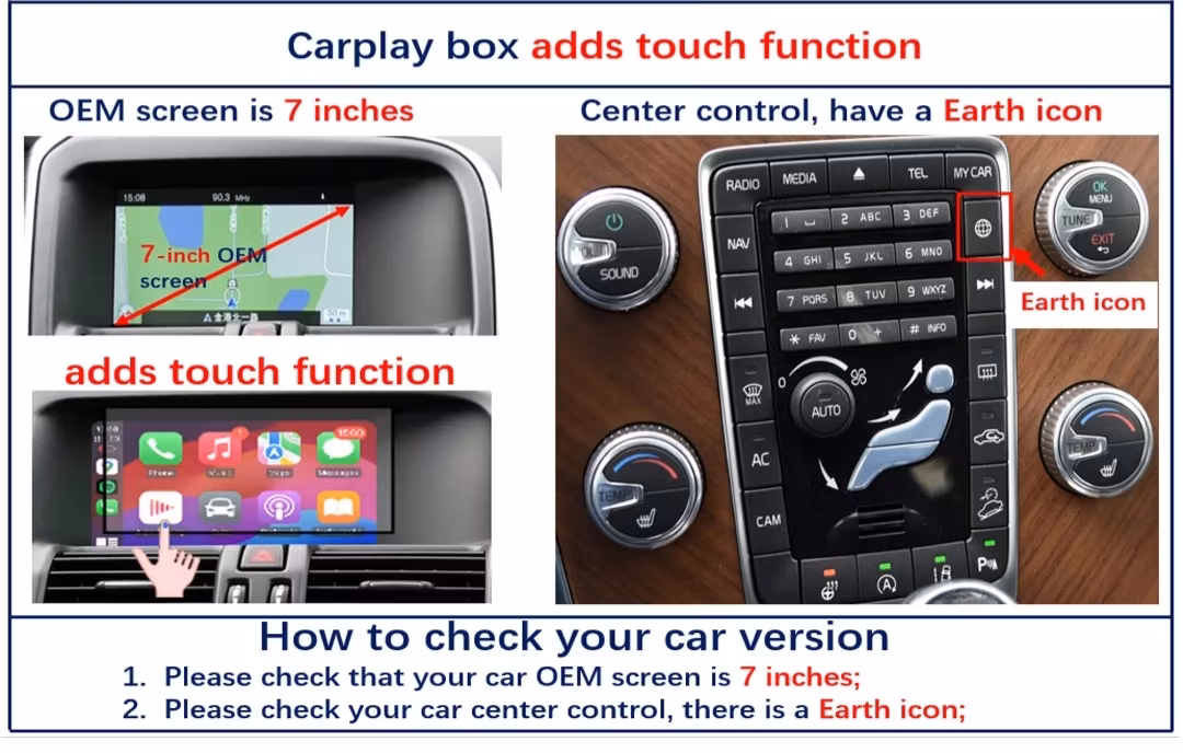 Carplay & android auto box Volvo S80 ,CX70,V70  (2015--2018) wifi,gps,gratis backamwra