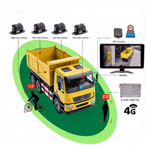 4G lte  ,10" tum skärm AI AHD 1080P 3D 360-graders panoramakamerasystem,DVR
