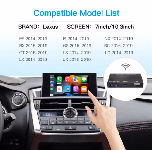 Carplay ,android auto Lexus ES,IS,NX,RX,GS,RC,CT,LS,LC,LX,US (2014--2019)