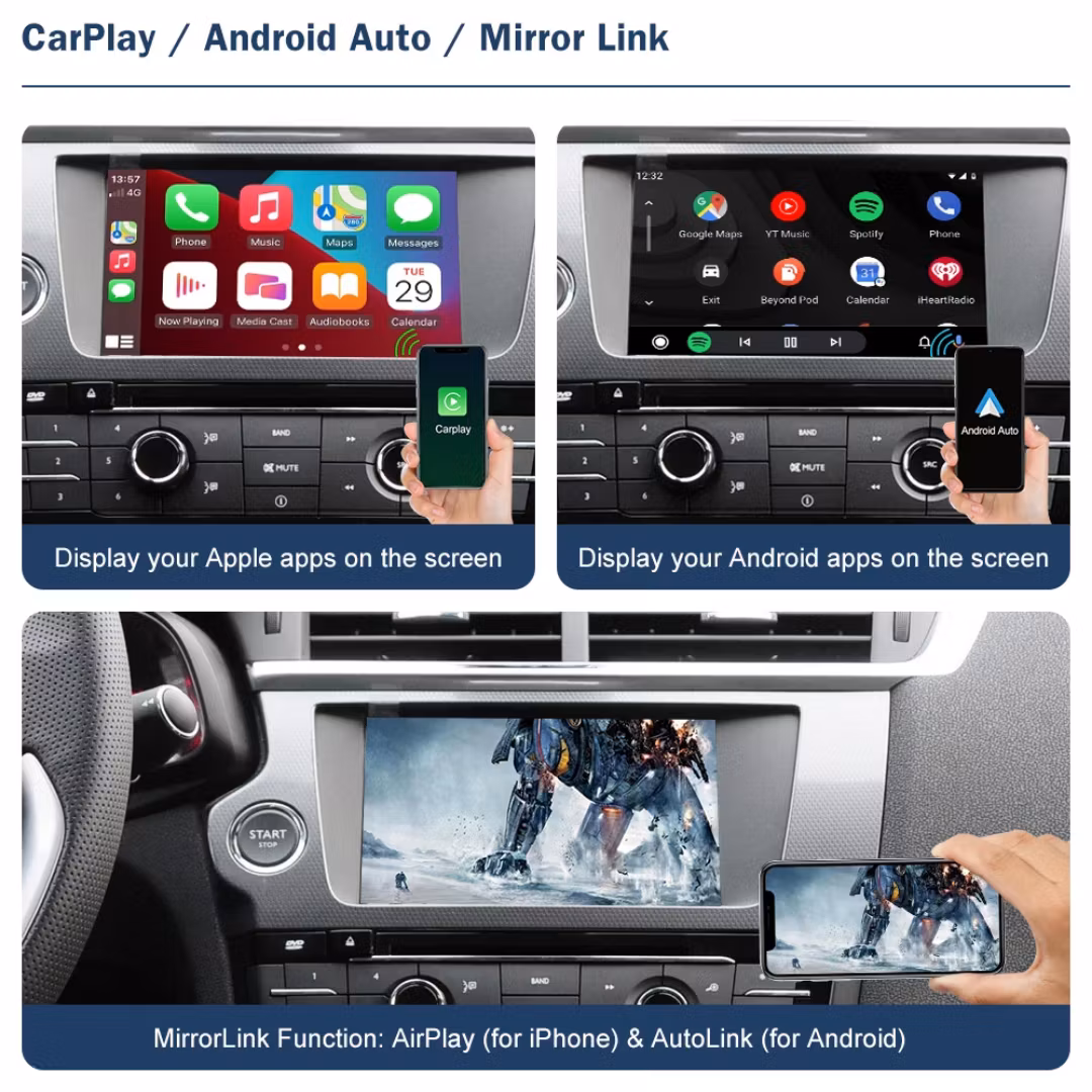 Carplay, android auto box ,Peugeot 2008 408 508 med 7-tums LCD-skärm (2014--2016)