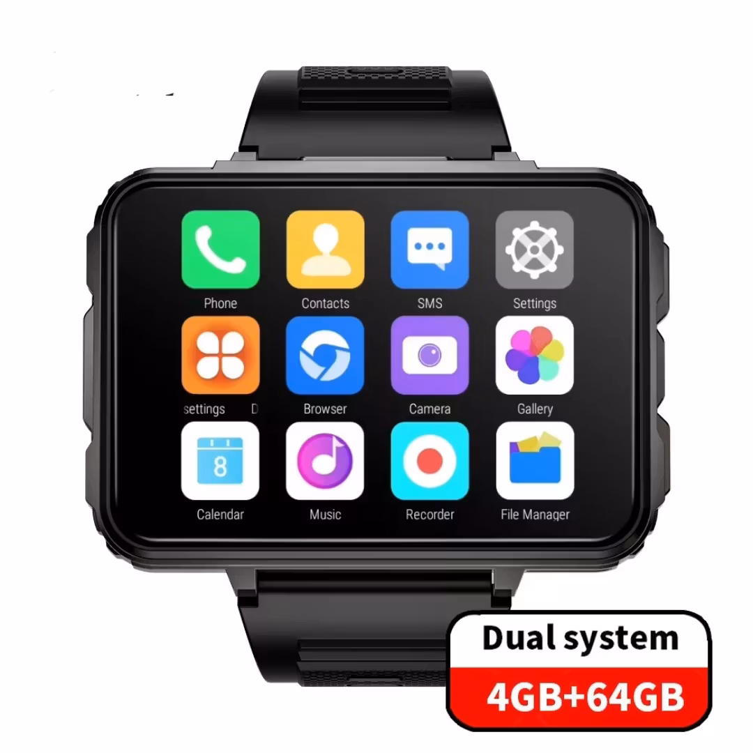 Android 10,  2,4 tum 4G lte smartklocka nano  simkort,wifi,1500mAh Ram: 4GB,ROM:64GB