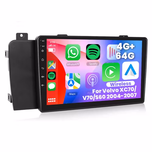 Android bilstereo 9 tum 4+64G bilradio Carplay Android Auto för Volvo XC70/V70/S60 2004-2007 (vänsterstyrd) IPS DSP GPS RDS+ gratis backkamera
