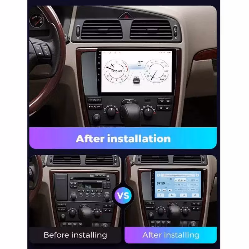 9 tum android 14 bilstereo 6GB+128GB bilradio Carplay Android Auto 4Glte för Volvo XC70/V70/S60 2004-2007 (vänsterstyrd) IPS DSP GPS RDS+ gratis backkamera
