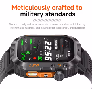 Utomhus 1200mAh Stort Batteri Smartklocka Herr 2.01'' HD Skärm Kompass 3ATM Vattentät Hälsospårning Sport Smartklocka