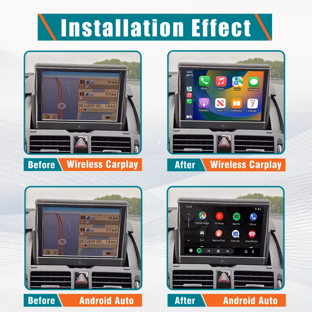 Trådlös CarPlay Android Auto-box  för Mercedes Benz C-klass W204 NTG4.0 (2007-2010)
