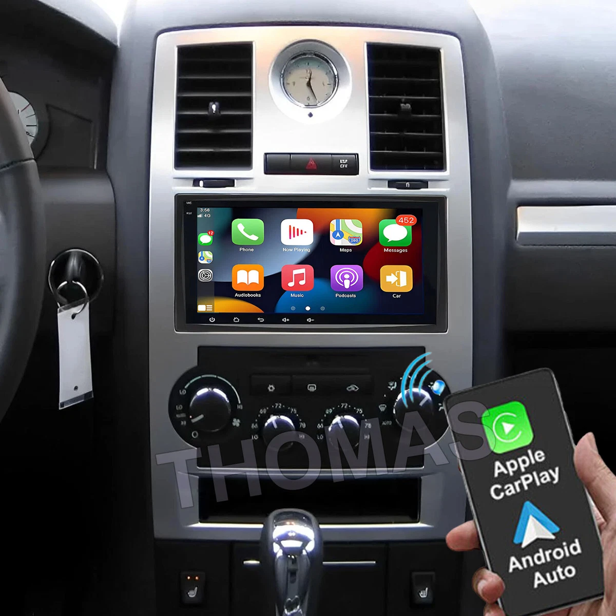 8-tums Android 15, bilradio 4+64G bilstereo för Chrysler (2005--2010) trådlös CarPlay Android Auto WiFi GPS, +Gratis backkamera