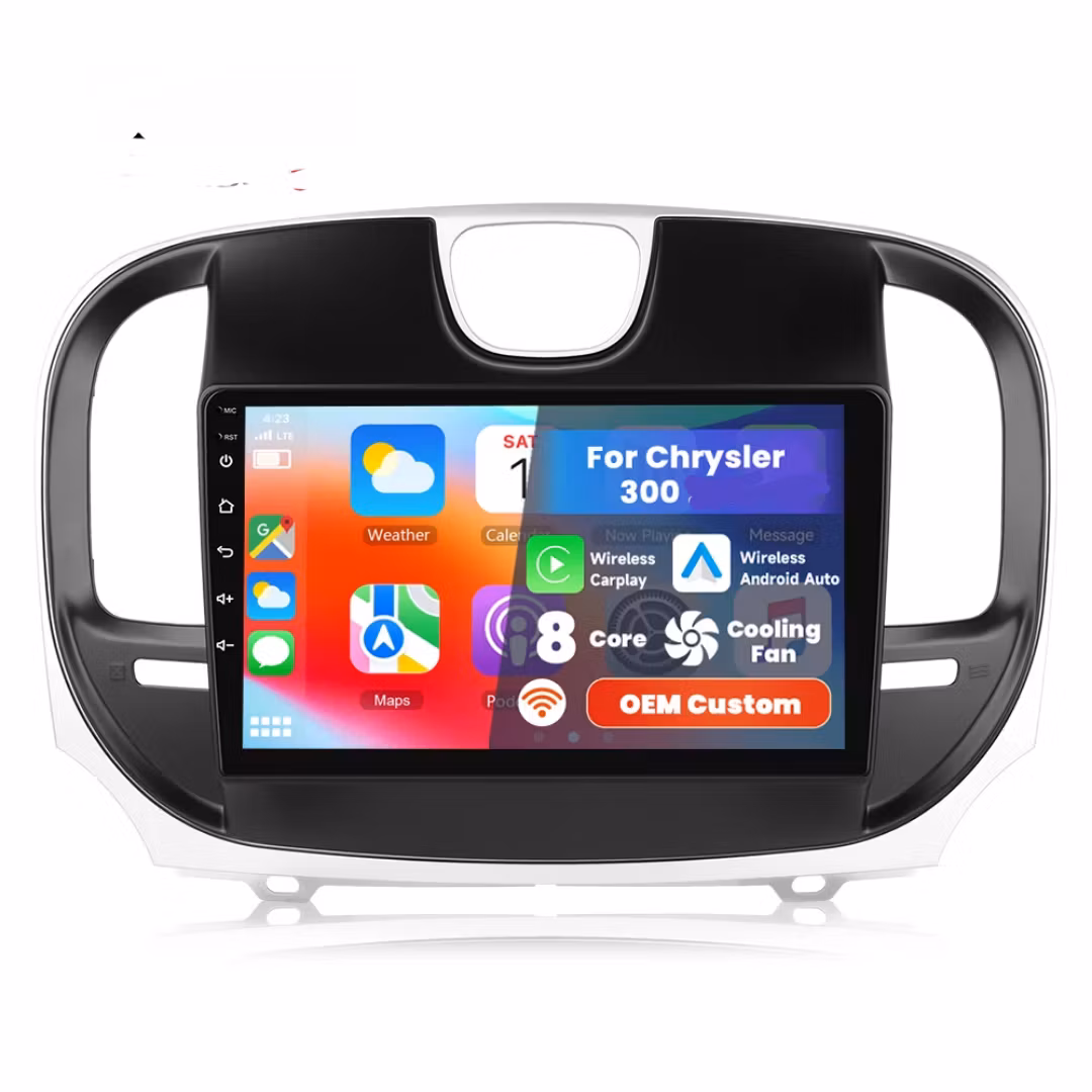 9-tums Qualcomm Android-bilradio för Chrysler 300 (2011-2019) 4+64G 8-kärnig trådlös CarPlay/Android Auto GPS WiFi 4G + gratis kamera