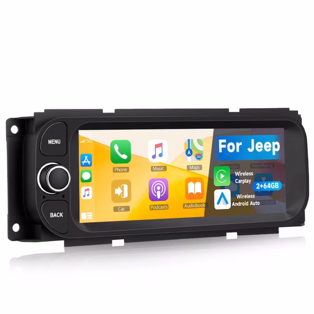 6,8" android 15 Bilstereo jeep bilar( 2002---2007) gos,wifi,bluetooth, dsp ,carplay ,android auto,ram :2GB,Rom: 64GB + gratis backkamera