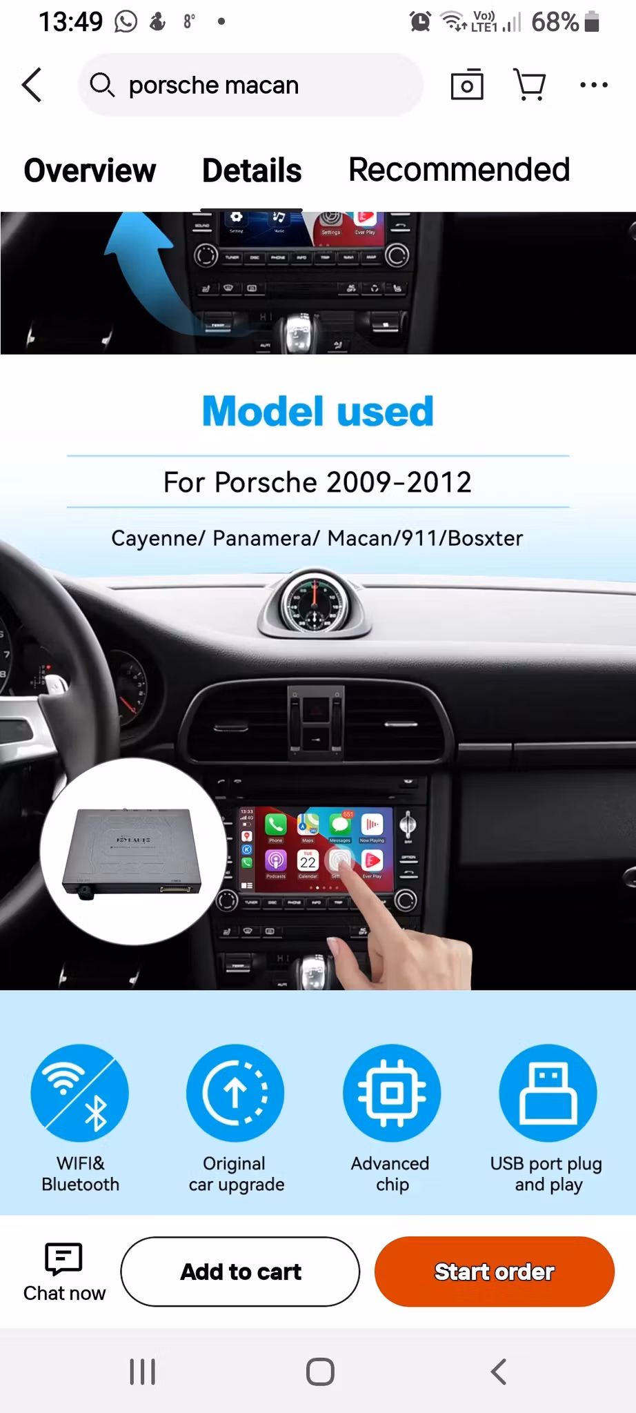 Carplay android auto box Porsche Cayenne/ Panamera/ Macan/911/Boschter(2009--2011)