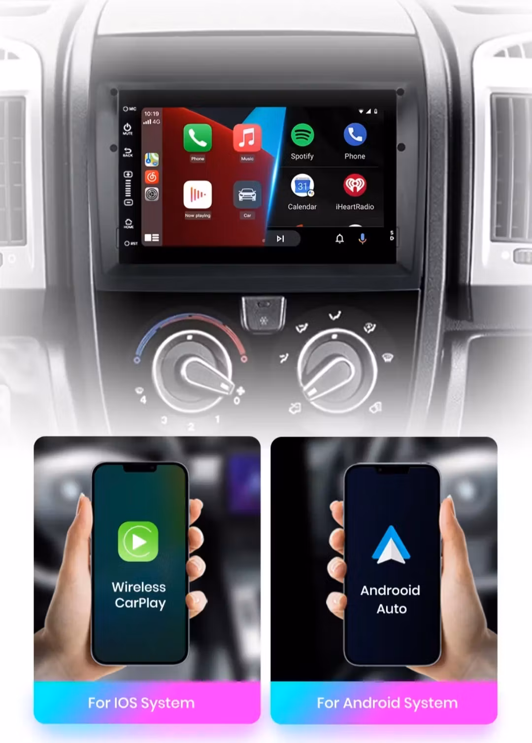 7"android 13 bilstereo  Fiat Ducato (2008---2015 )gps wifi carplay android auto blåtand rds Dsp RAM:6GB. ROM: 128GB 4G LTE + gratis backkamera