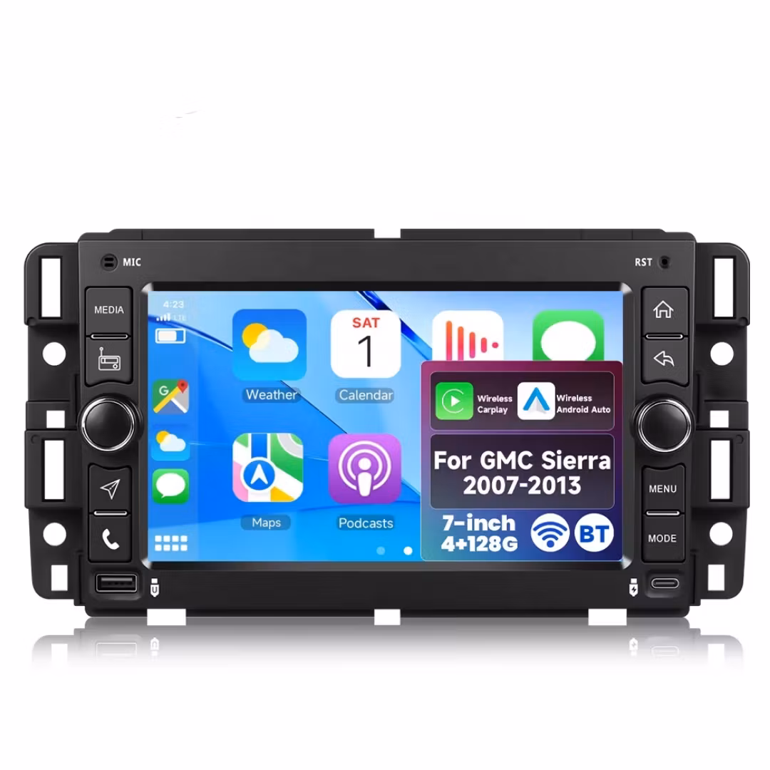 GMC Sierra 2007-2013 2 Din Bilstereo 7-tums 4+128G Android 15 ,Bilradio Trådlös CarPlay/Android Auto WIFI