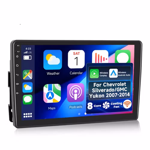 9" android 15, bilstereo Chevrolet Silverado (2007--2014) gps,carplay, bluetooth, android auto wifi,rds, dsp, Ram: 4GB,Rom:64GB,4G LTE+Gratis backkamera