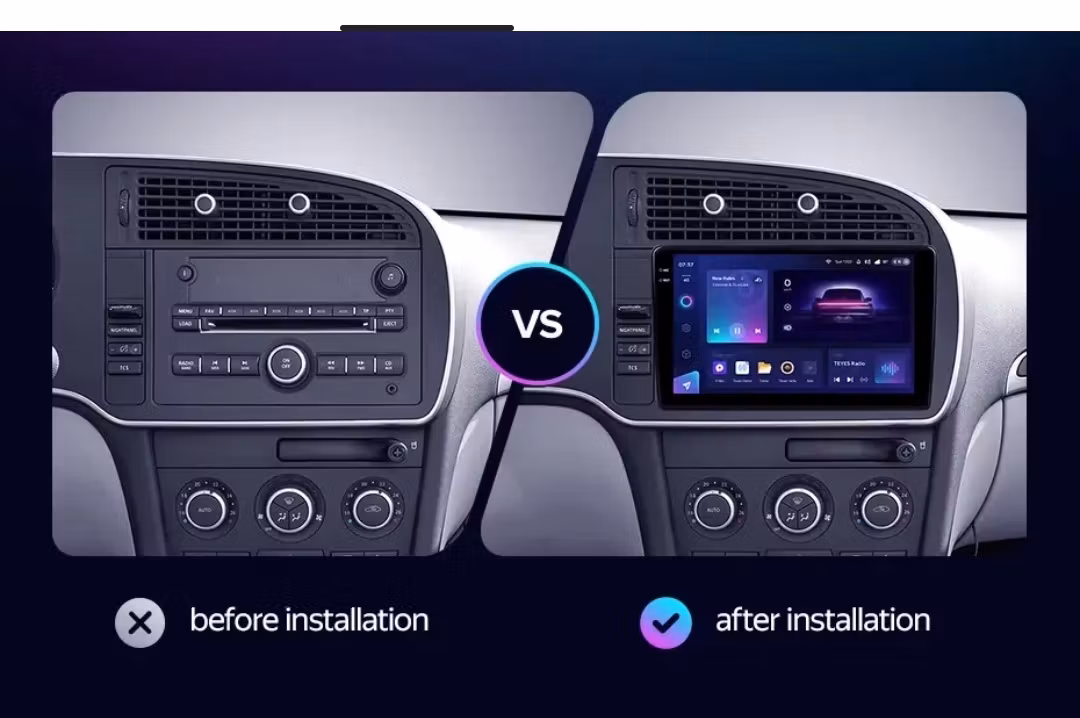 7tum android 15 , bilstereo  SAAB 9-3 (2007----2014) GPS WIFI carplay android auto blåtand rds Dsp RAM: 6GB , ROM:128GB ,4G LTE+GRATIS BACKKAMERA