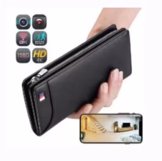 1920 x 1080P Trådlös plånboksväska WiFi IP P2P-dold kamera, 128GB,4000 mAh