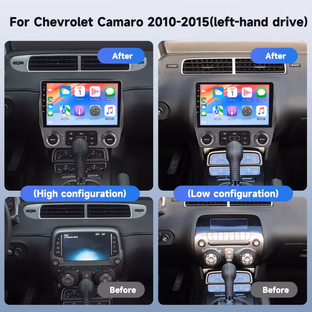 9" android15 Chevrolet Camaro 2010-2015 Trådlös CarPlay/Android Auto WiFi GPS,Ram:4GB,Rom:64GB+gratis backkamera