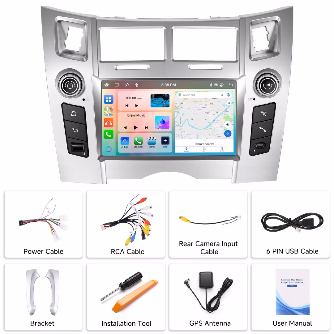 7" android 15 bilstereo Toyota Yaris (2005--2011 )   gps, carplay,andrpid auto, rds, wifi Dsp, 6GB+ 128GB,Gratis backkamera,
