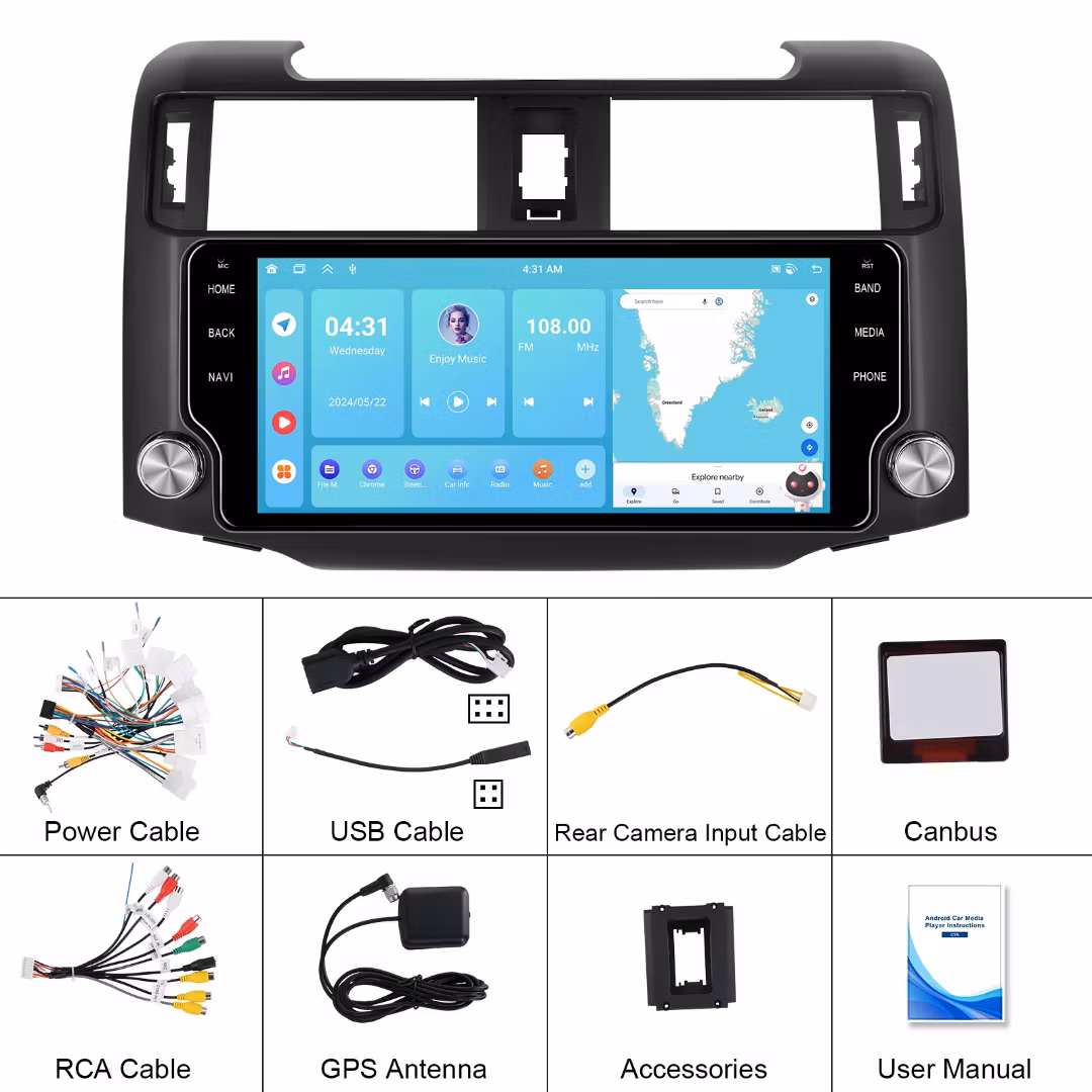 10,3" android 15 bilstereo Toyota 4 Runner (2009--2020 )   gps, carplay,andrpid auto, rds, wifi Dsp, 4GB+ 64GB,Gratis backkamera,