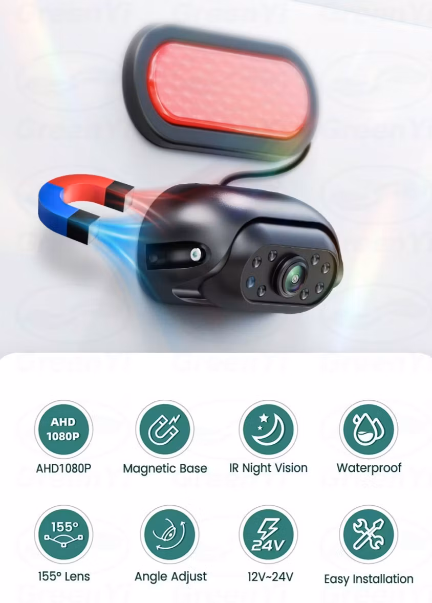 12-24volt magnetisk 1080P AHD-backkamera för lastbil,buss,skåpbil,husvagn+20M gratis kablage