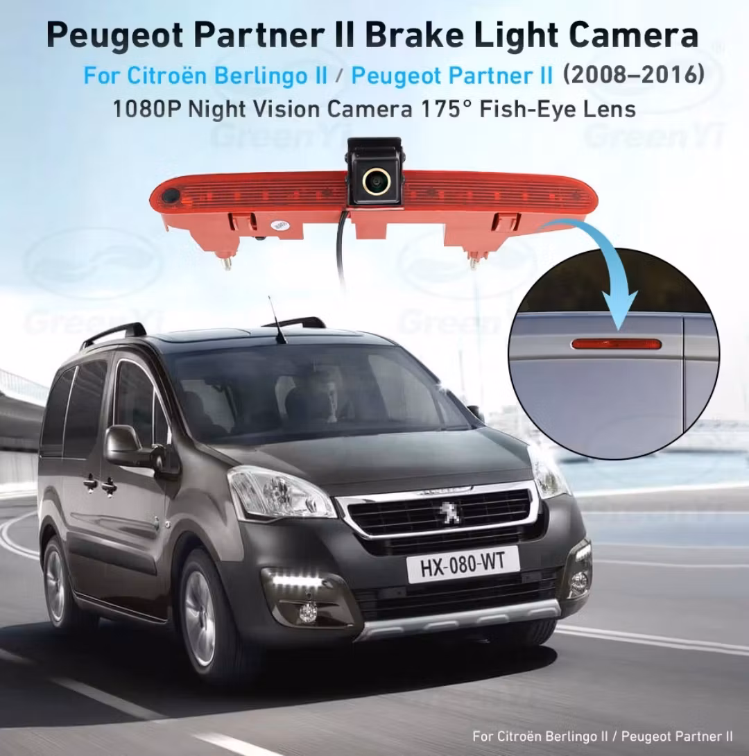 AHD 1080P Backkamera i Bromsljus –Peugeot Partner II 2008–2016