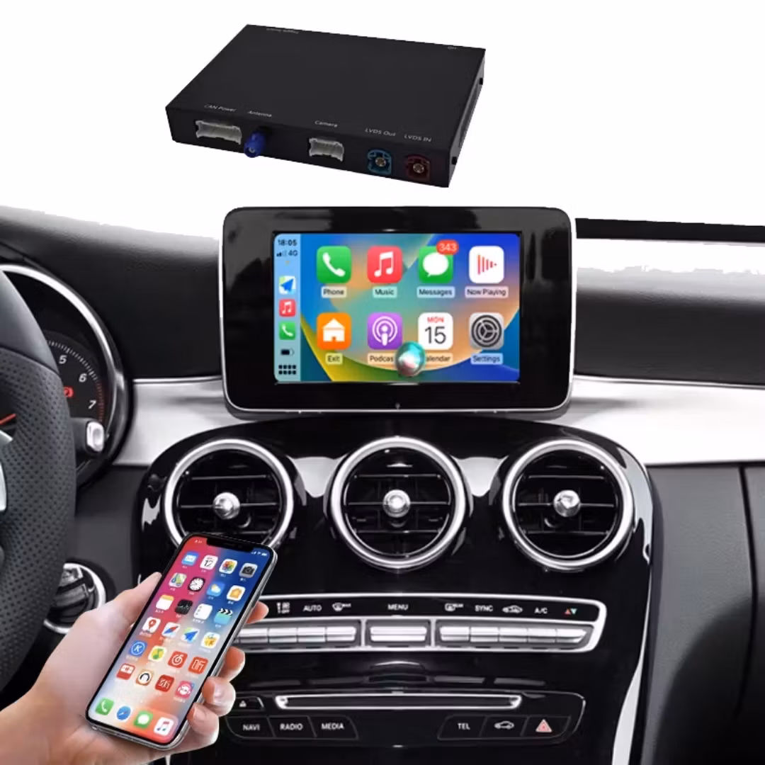 CarPlay & Android Auto Interface Mercedes-Benz A-, B-, C-, E-Klass, CLA, GLA, CLS, ML, GL, GLK & SLK (2007–2020) + GRATIS HD Backkamera