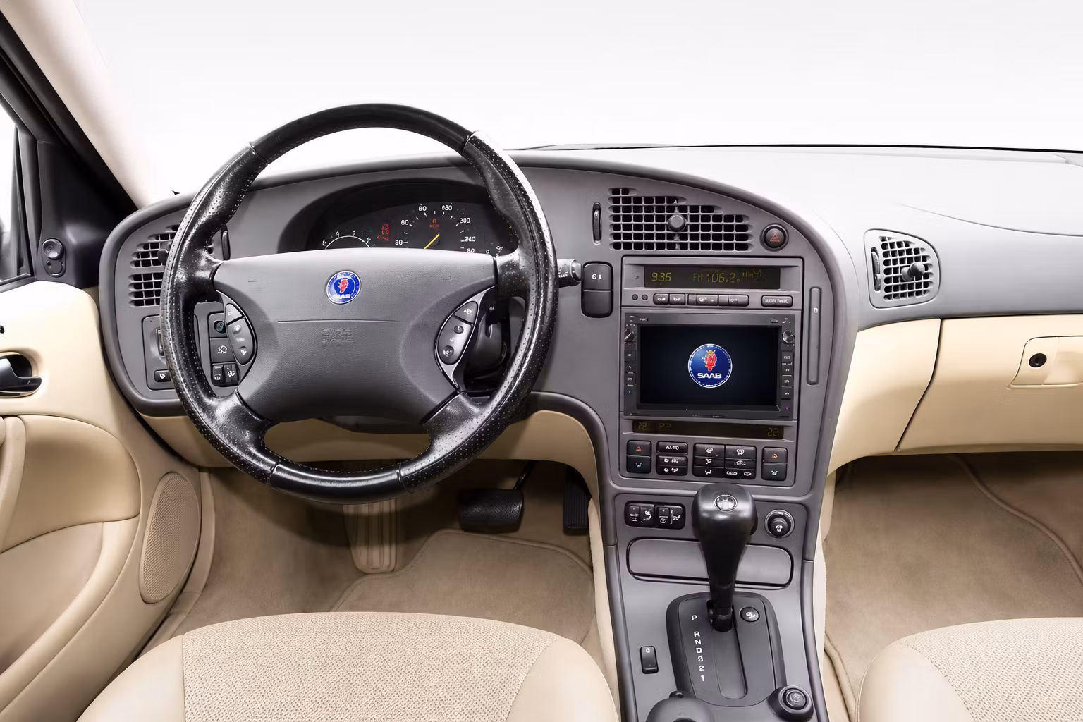 Android 14 Bilstereo 7” SAAB 9-5 1998–2005 – Trådlös CarPlay & Android Auto, GPS, 4G LTE, 6GB RAM, 128GB, DSP Wi-Fi + Gratis Backkamera