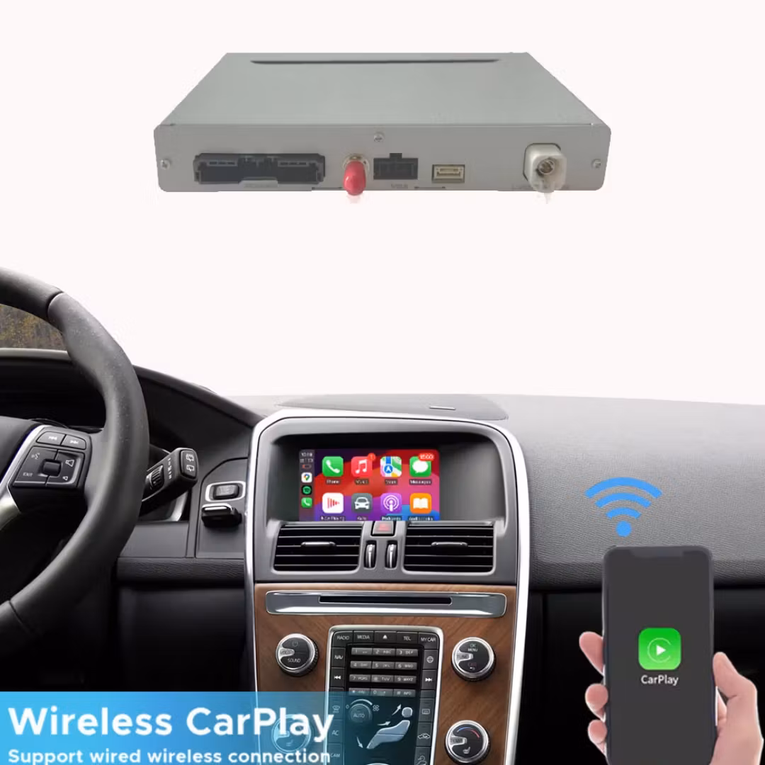 Trådlös Apple CarPlay & Android Auto för Volvo S60 2015–2018 – Plug & Play MMI Box, MirrorLink, Rattstyrning & Originalskärm