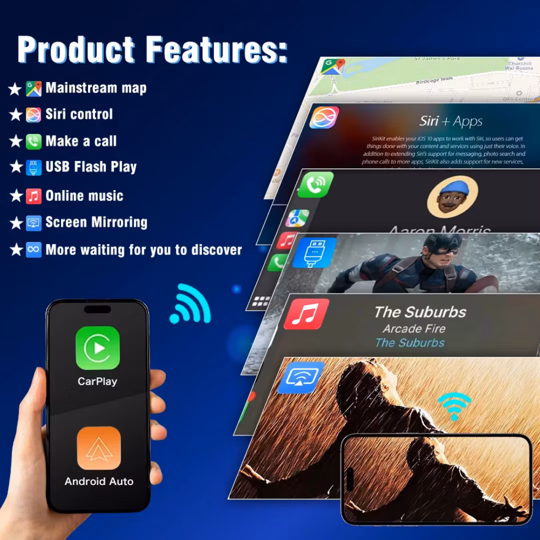 Trådlös Apple CarPlay & Android Auto för Volvo S60 2015–2018 – Plug & Play MMI Box, MirrorLink, Rattstyrning & Originalskärm